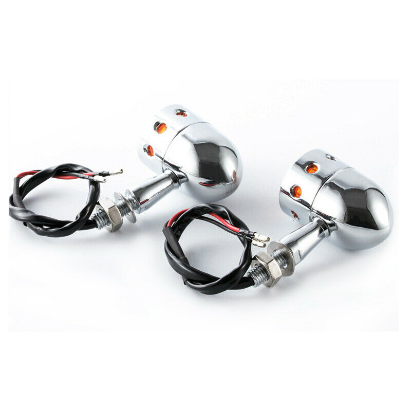 2Pcs Retro Motorcycle Waterproof Corner Lamp Indicator Turn Signal Amber Light