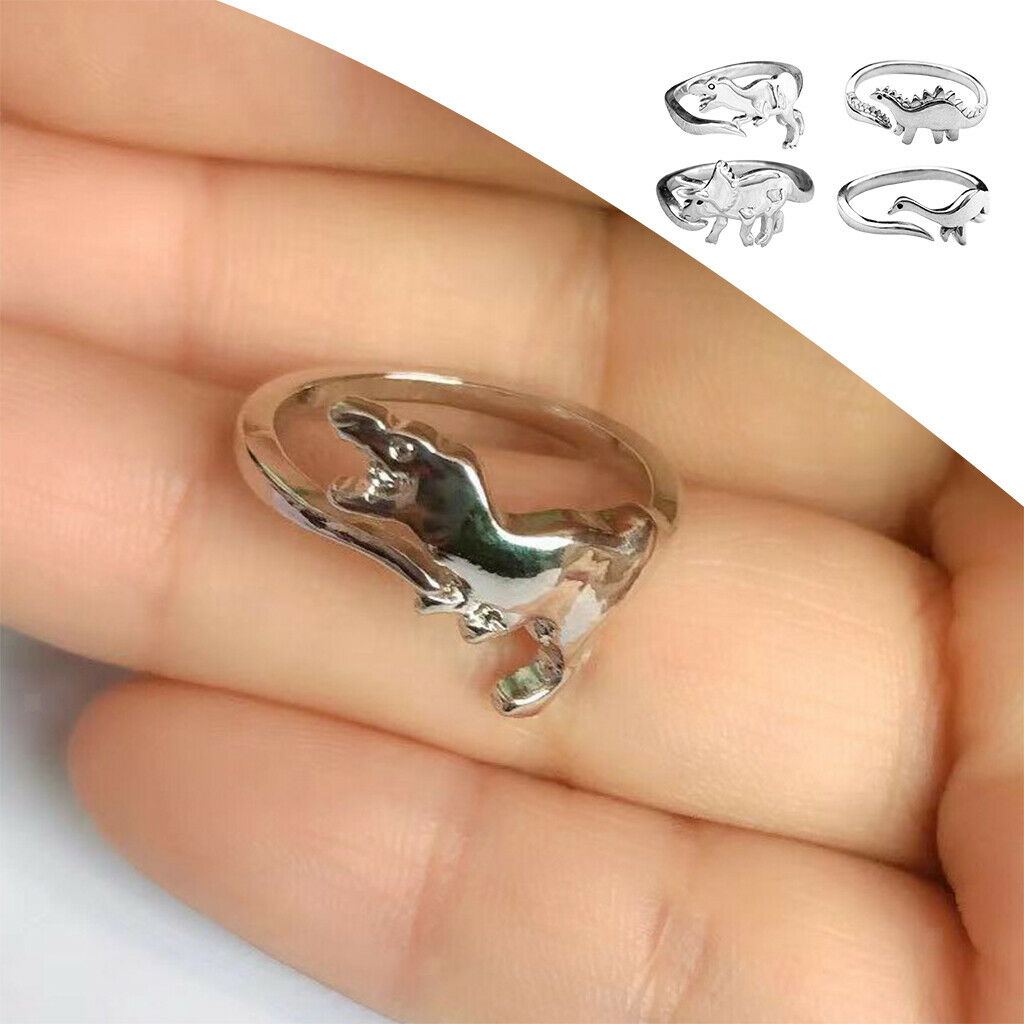 4-Pack Stylish Alloy Rings Dinosaur Theme Accessory for Women Men Halloween