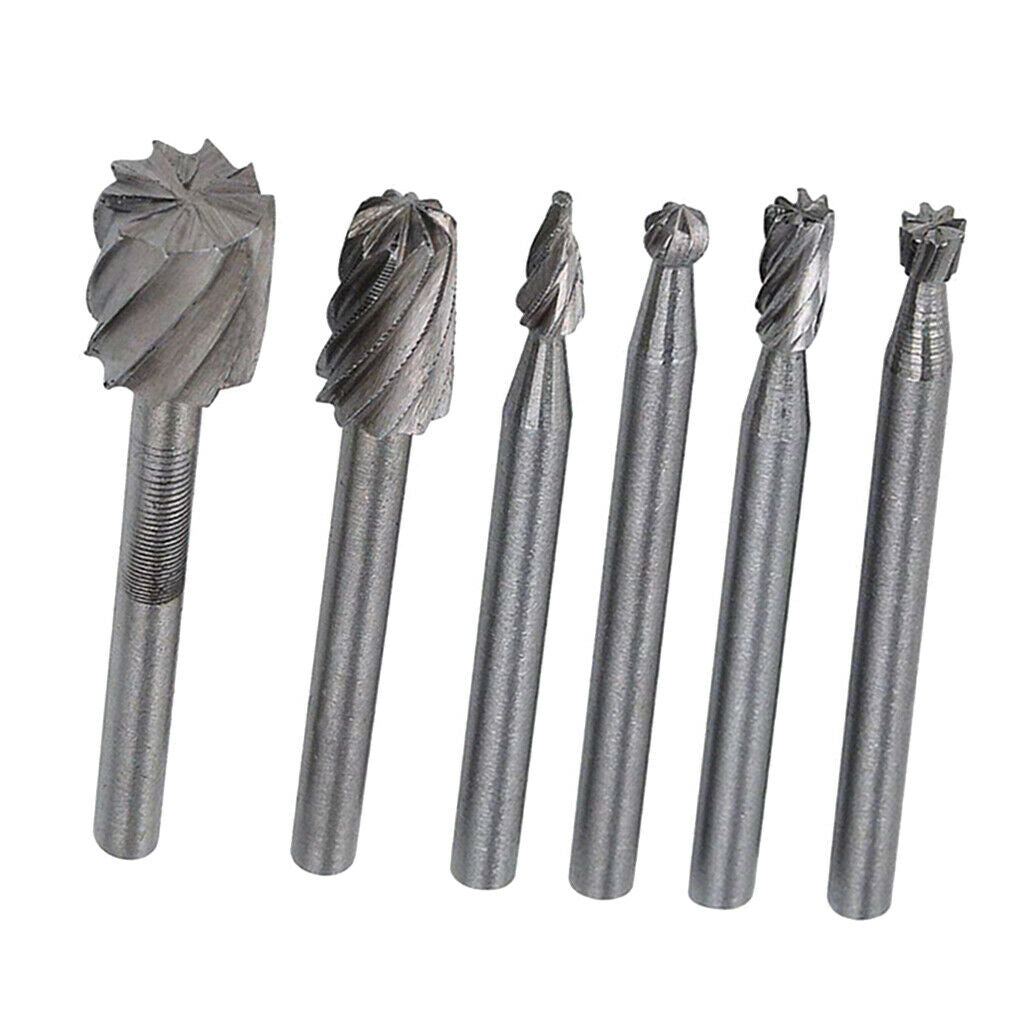 6pc Hss Rotary File Rasp 1/8" 3mm Engraving Bit Burr Wood Metal Grinding