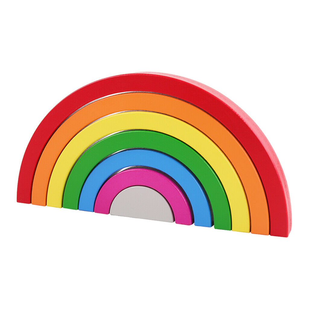 Wooden Rainbow Stacking Blocks Toddler Montessori Kids Toys Birthday Gifts