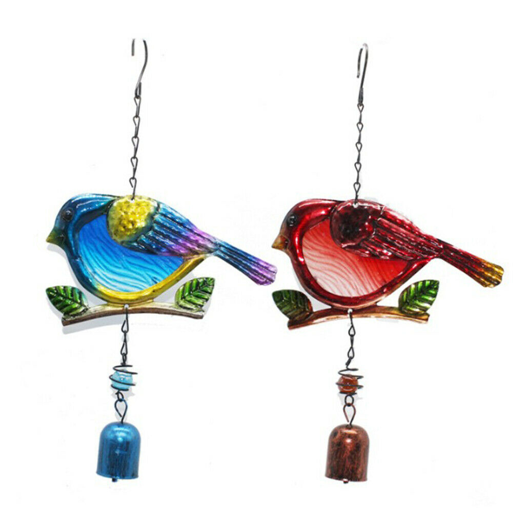 2Pcs Metal Bird Shape Outdoor Wind Chimes, Musical Wind Bell for Garden Patio