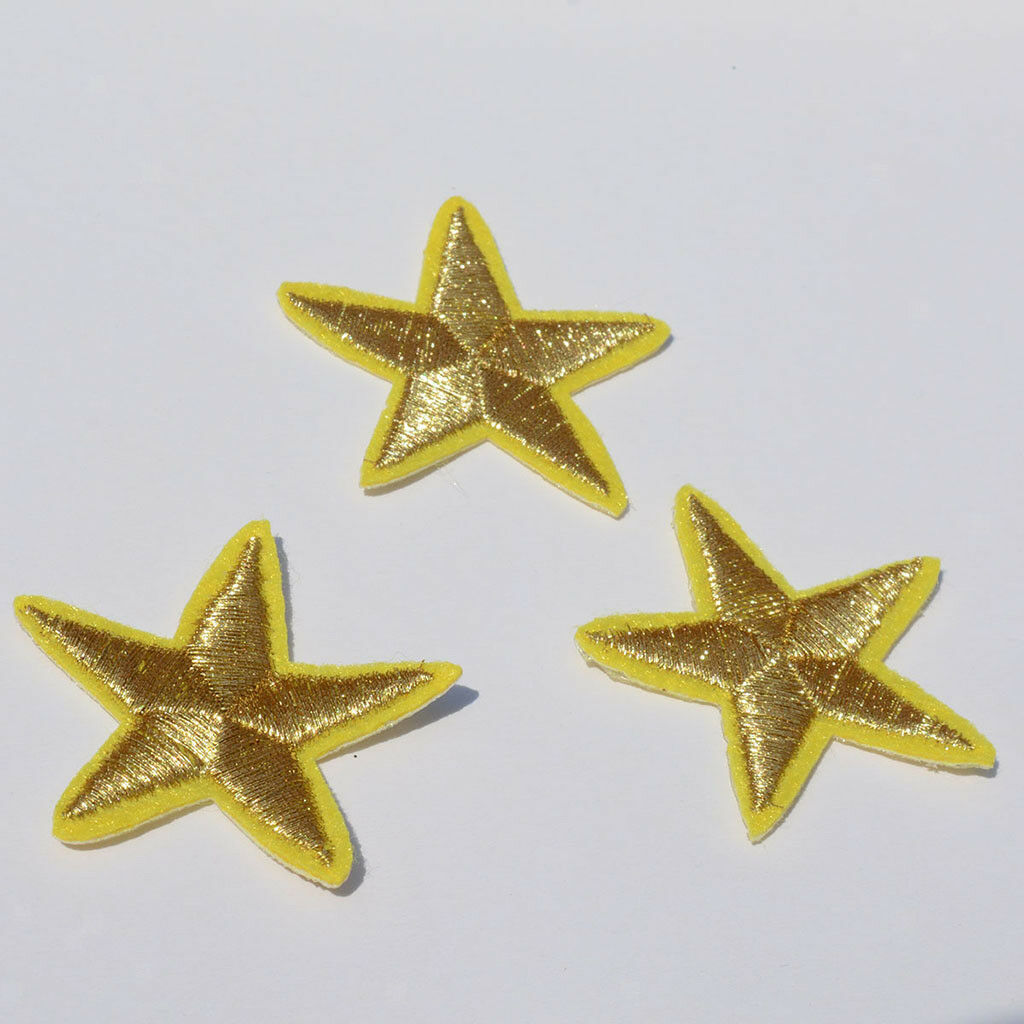 10pcs Yellow Star Patch Iron On Sew On Embroidered Badge Embroidery Applique