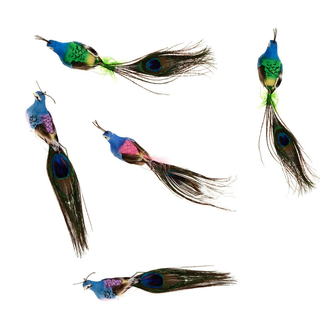 5 x Creative Gifts Foam Small Peacock Statue Outdoor Landscape Tree Decor for