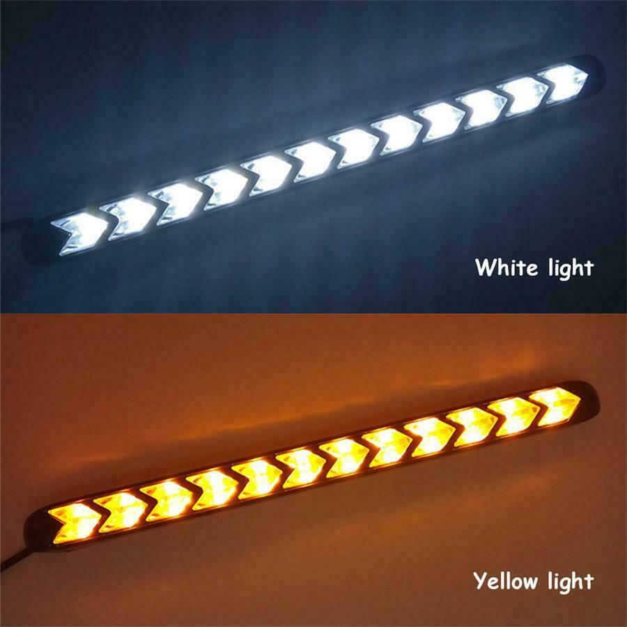 2Pcs White / Amber Car LED Light Strips Flowing DRL / Turn Signal Lights Lamps