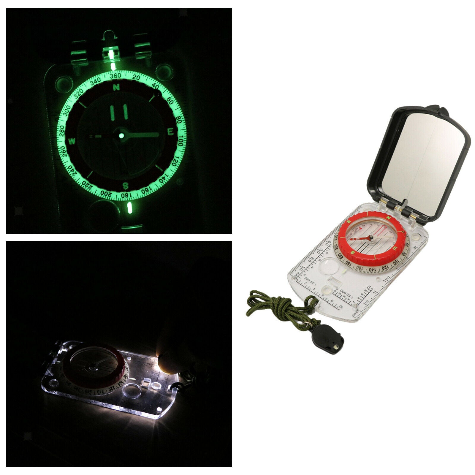 Professional Army Compass Scale Map Ruler Camping Navigation Hiking Boating