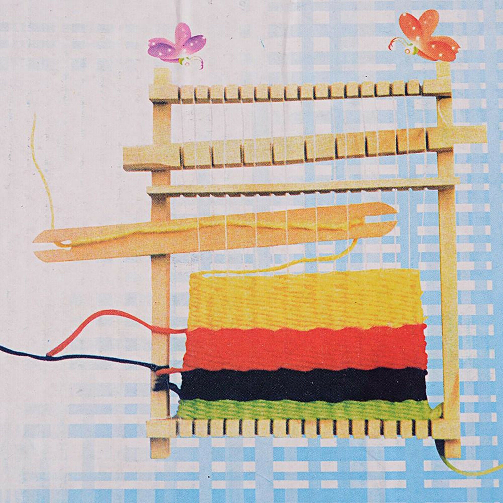Wooden Weaving Loom DIY Hand Knitting Machine Shuttles Tool Set Education