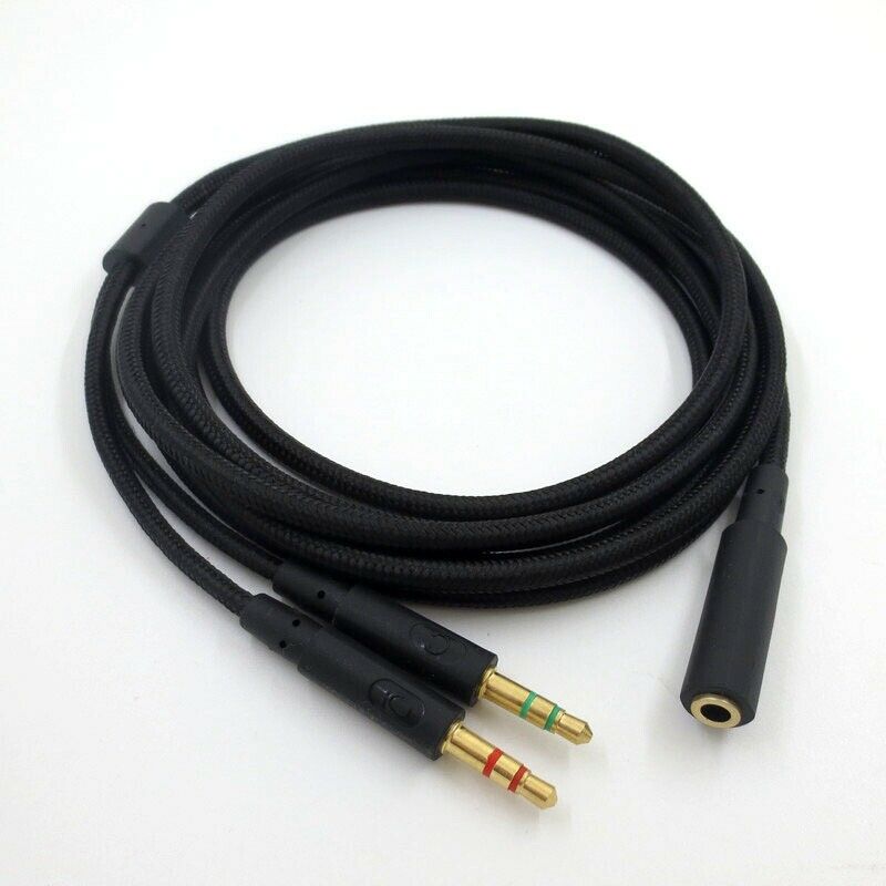 3.5mm Universal 2 in 1 Gaming Headset Audio- Extend Cable for HyperX Cloud  U7T7