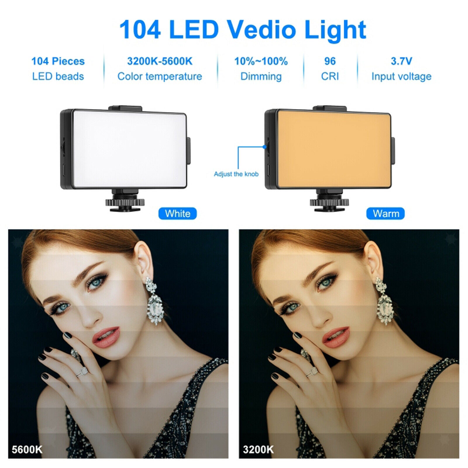 Mini On-Camera Video Light Rechargeable Supplies for DSLR Cameras Shooting
