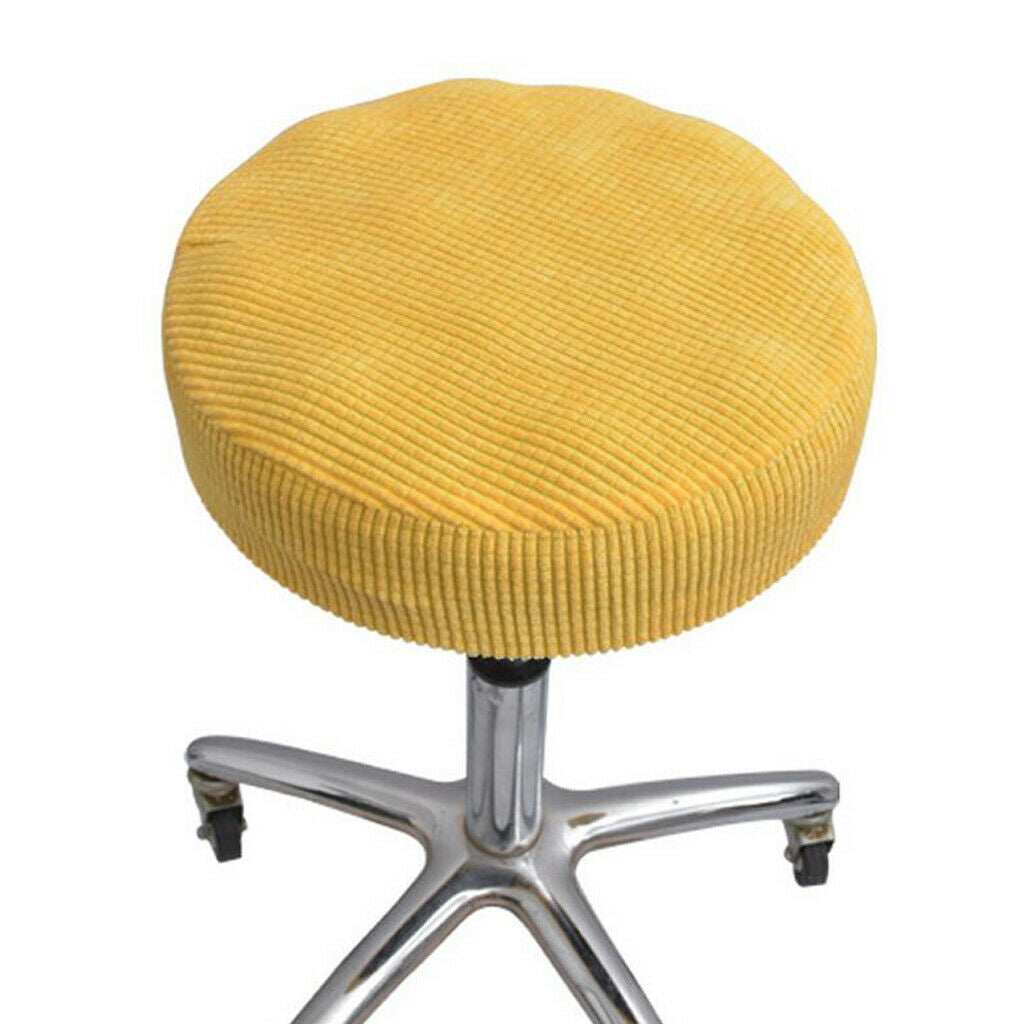 Winter Plush Bar Stool Cover Round Lift Chair Seat Sleeve Yellow_35x35x10cm