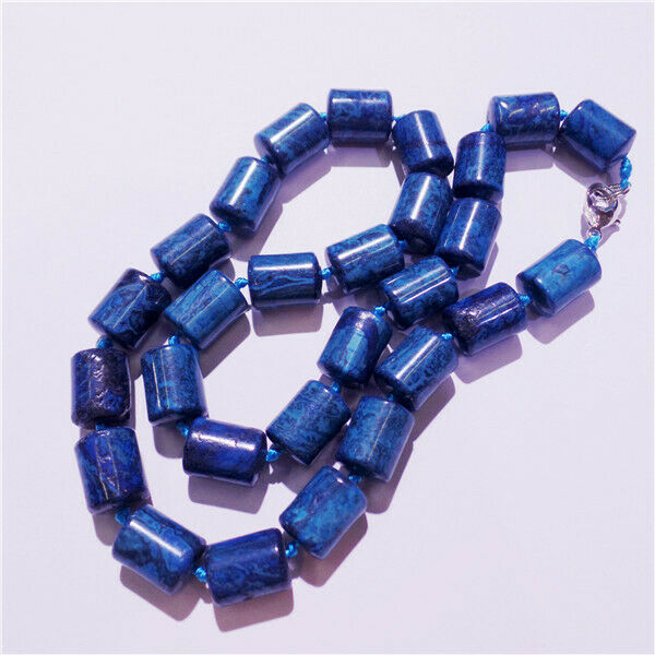 1 Strand 13x10mm Blue Crazy Lace Agate Cylinder Beads Handmade Necklace HH9255