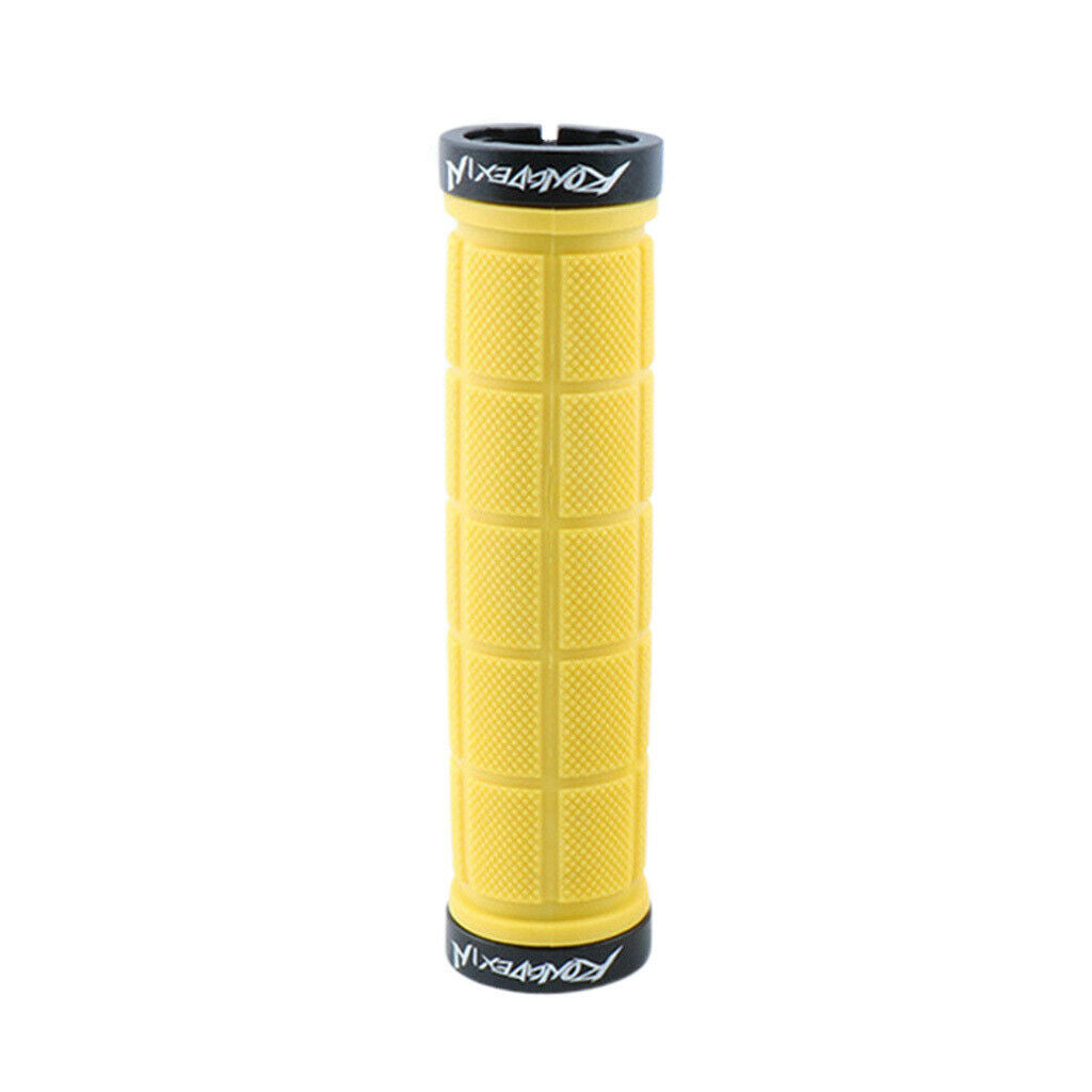 Bike Handlebar Sleeve Rubber Bicycle Lock on Anti slip Grip Yellow Lattice