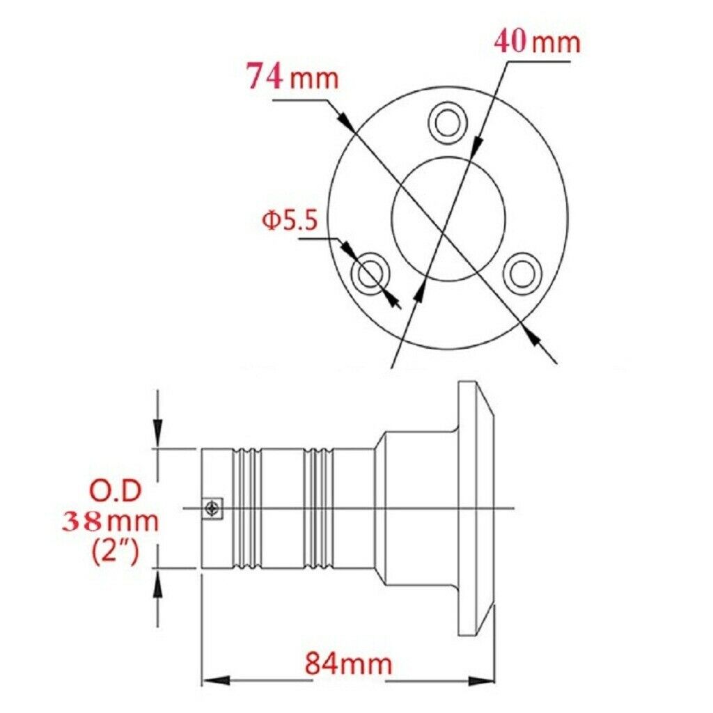 1-1/2" Marine Boat Deck Fill Filler for Fuel Water Tank Stainless Steel