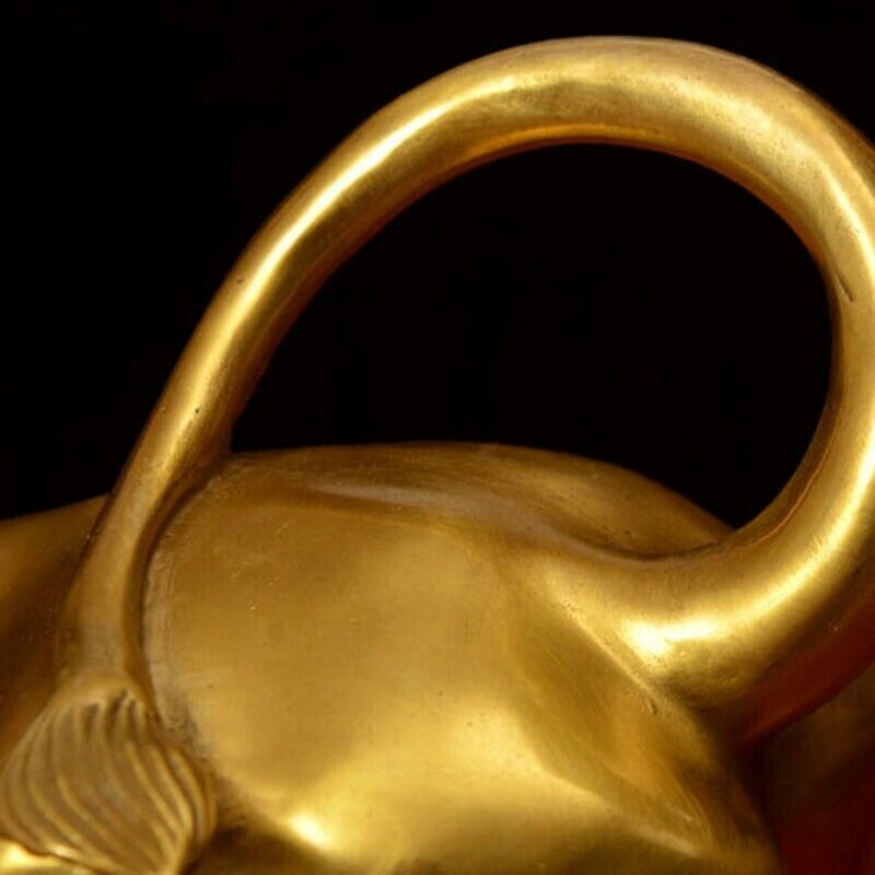 Feng Shui Fortune Brass Bull Statue, Sculpture Home Decoration Golden CopperA3M7