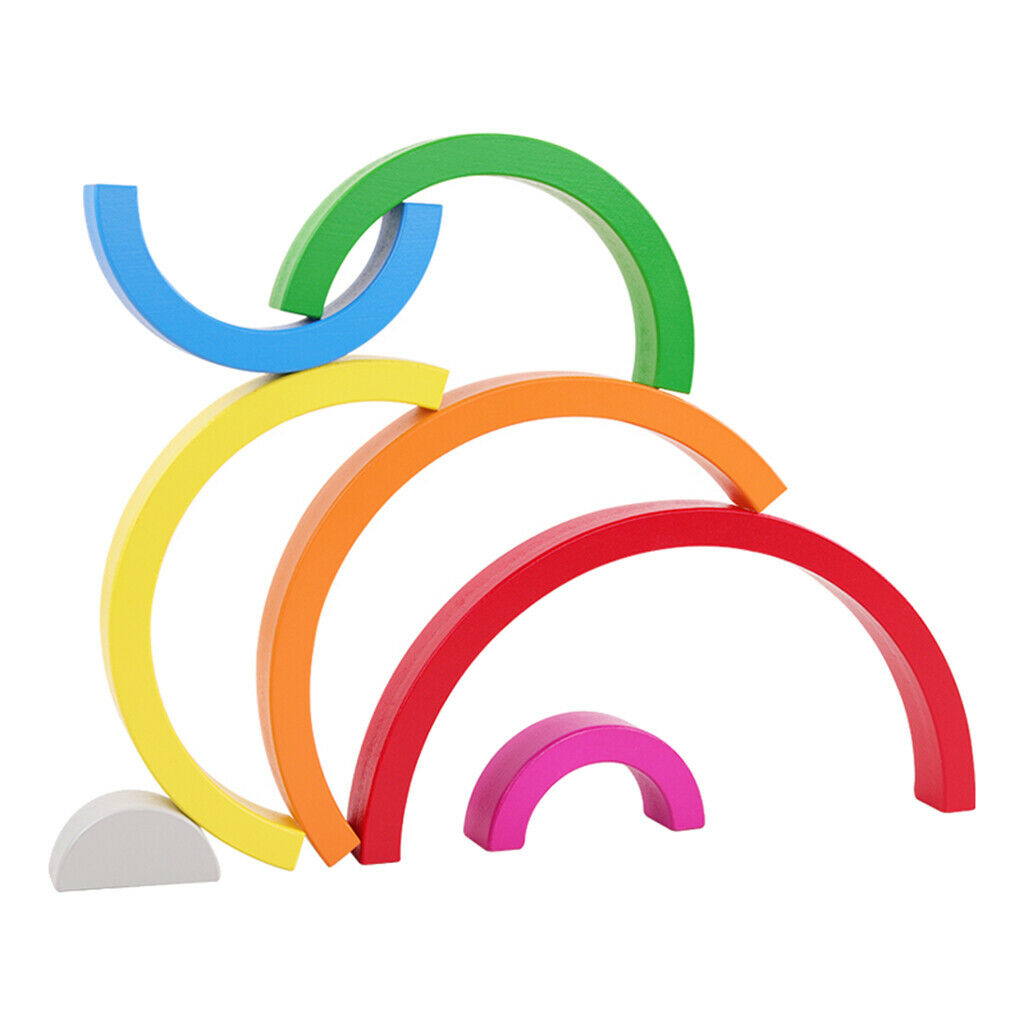 Handmade Wooden Rainbow Stacking Toddler Montessori Kids Early Learning