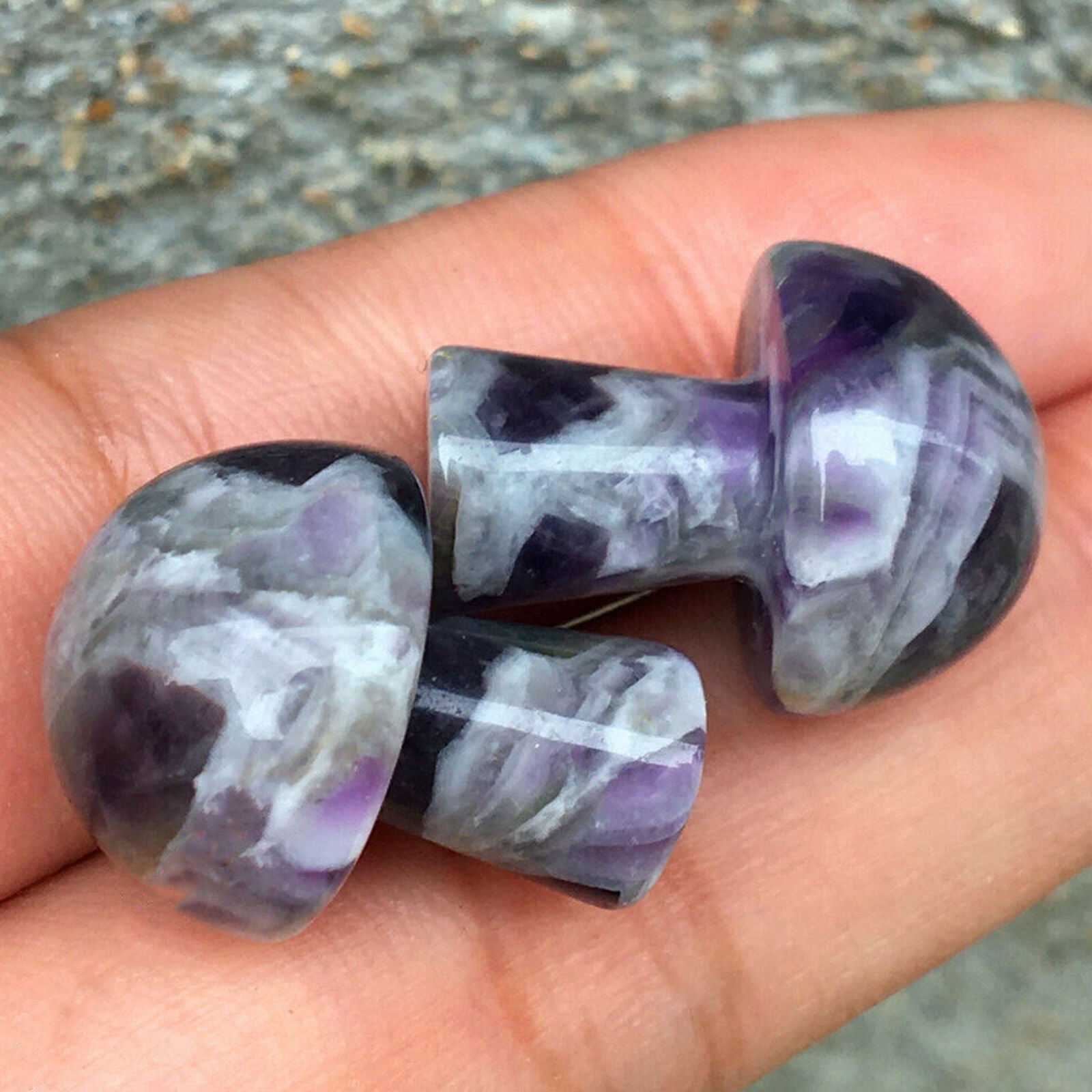 5pcs Amethyst mini mushroom Quartz Crystal carved reiki healing