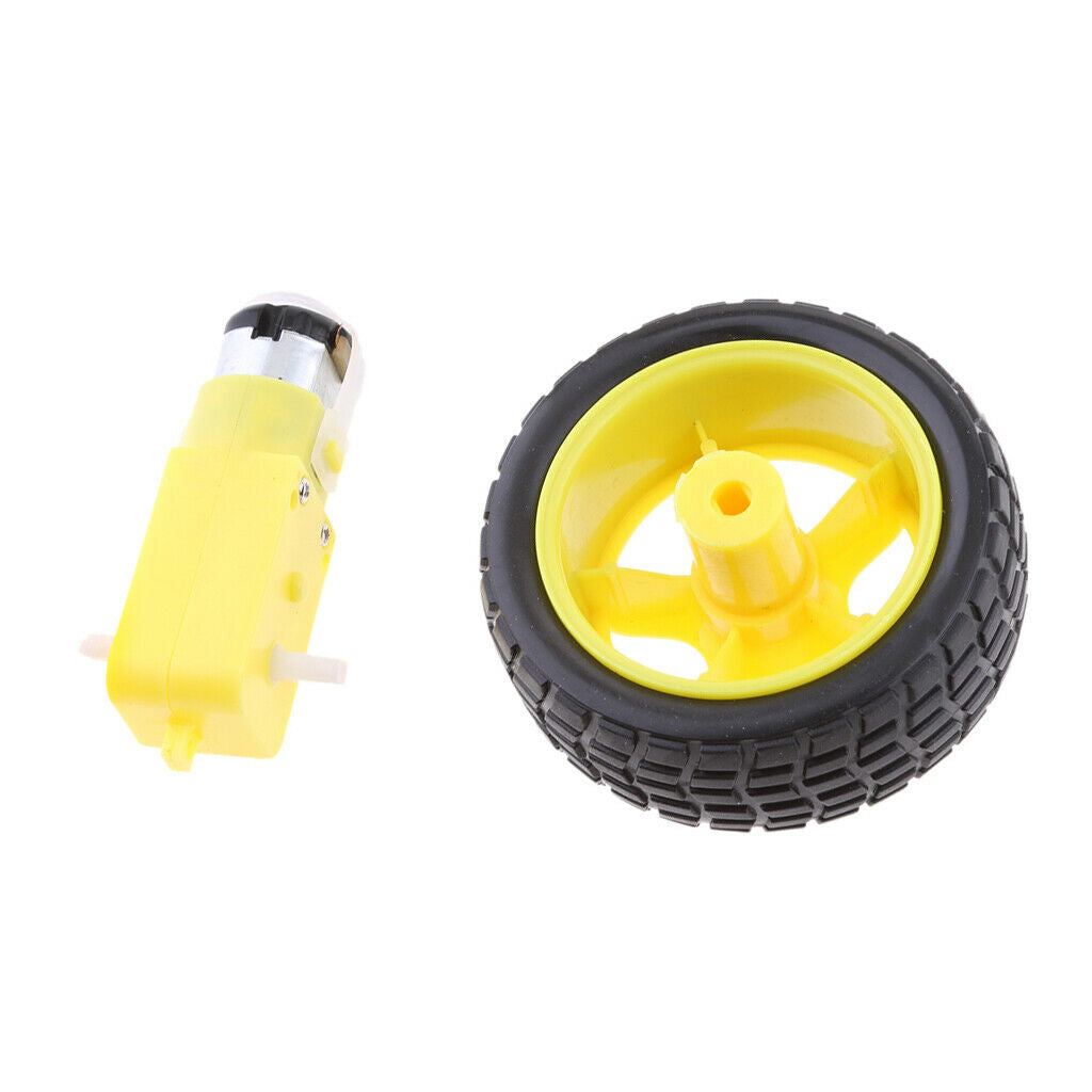 6 Packs Yellow 1:48 Robot Tires Robot Plastic Tire Gear Motor Set Wheel 3-6V
