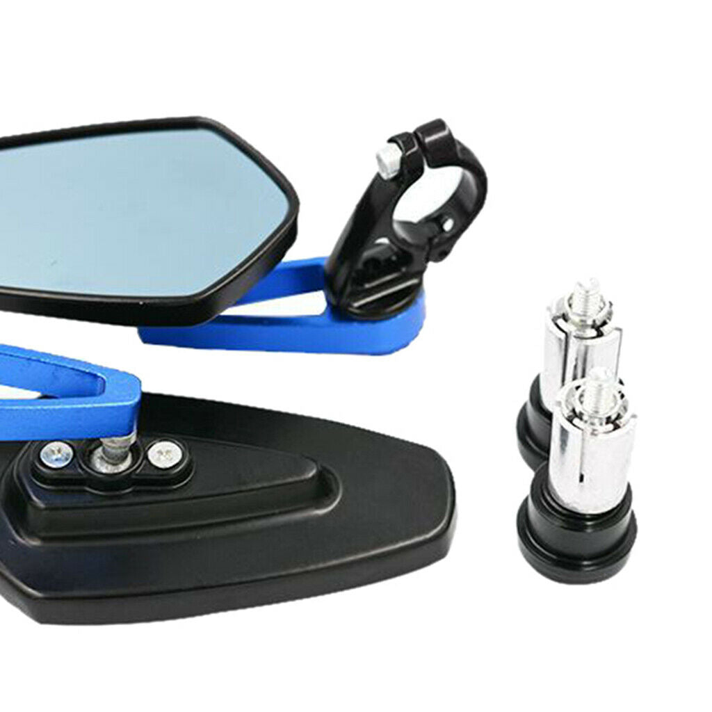 Blue Motorcycle Rear View Mirrors Anti-glared Lenses Adjustable with Screws
