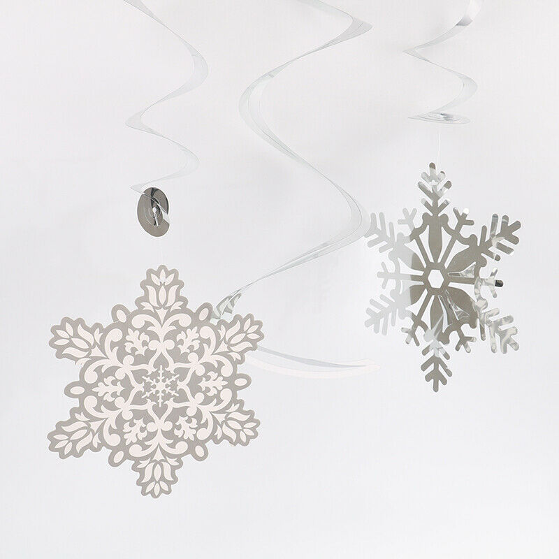 30 Pcs/Set Spiral Snowflake Ceiling Hanging Banner Garland Christmas Home DS BU