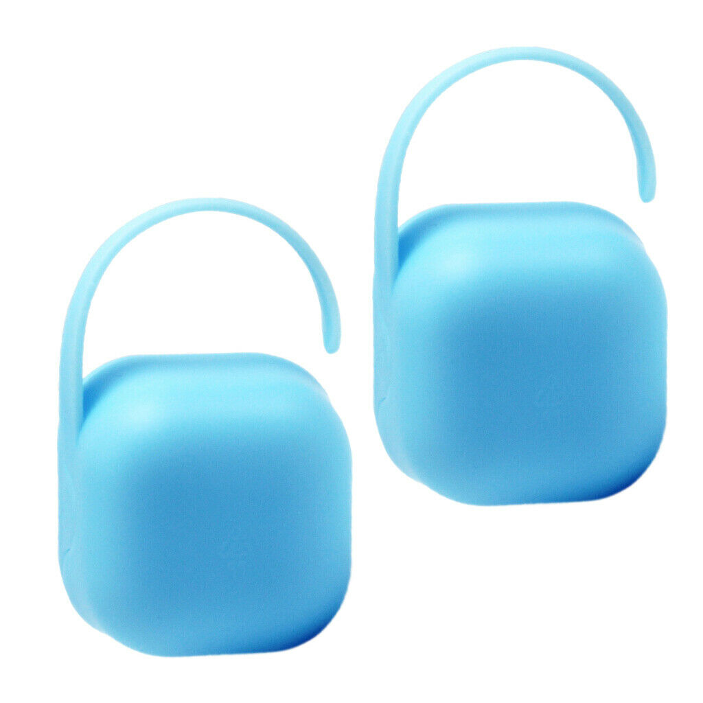 2x Pacifier Pacifier Container Holder Portable Travel Case Storage Blue