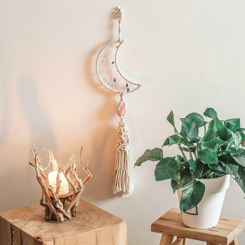 Moon Woven Tassels Dream Catcher Elegant Macrame Boho Woven Large Wall Hanging