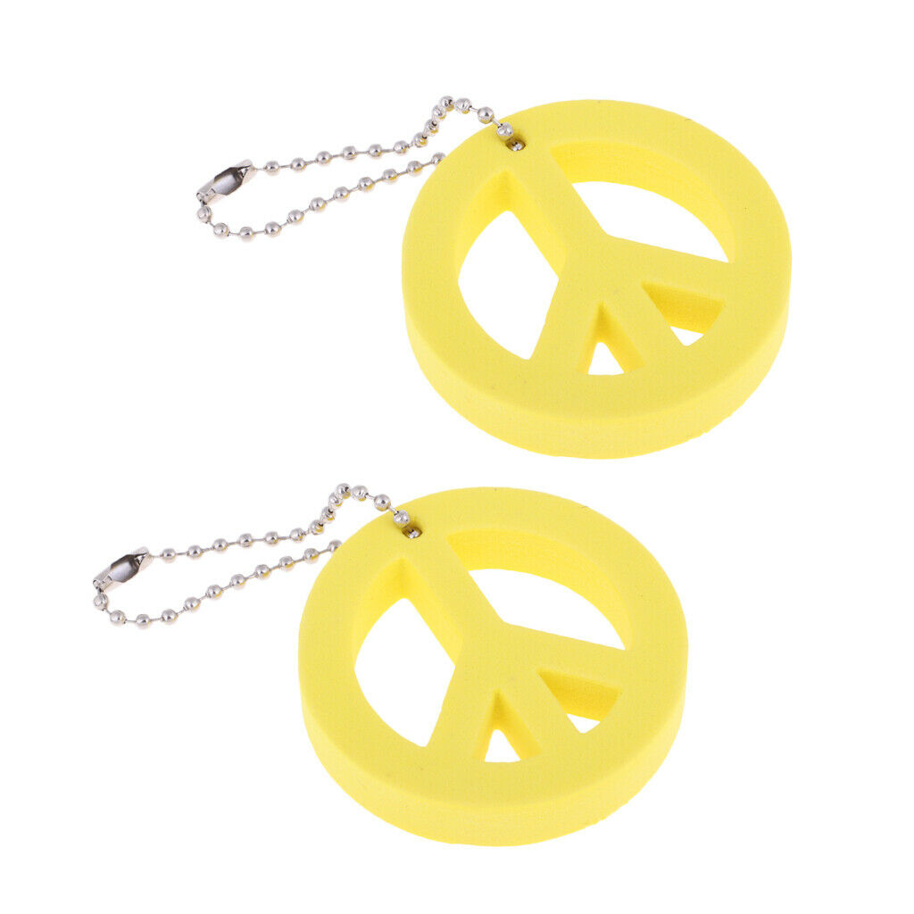 4X 2 Pieces Round Buoy EVA Floating Keychain Keyring Yachting Key Float Yellow