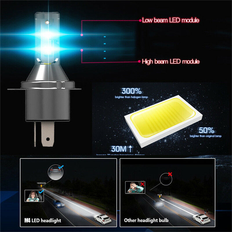 2Pcs H4 Car LED Headlight Headlamp 26000LM 6000K 110W Conversion Lamp Bulbs Beam