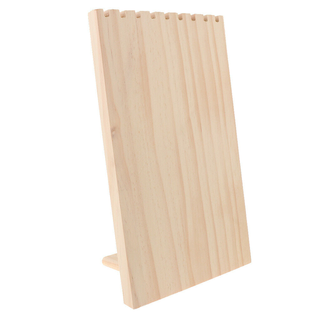 Unpainted Wooden Jewelry Display Hanging Stand Desktop Necklace Rack 9 Hooks