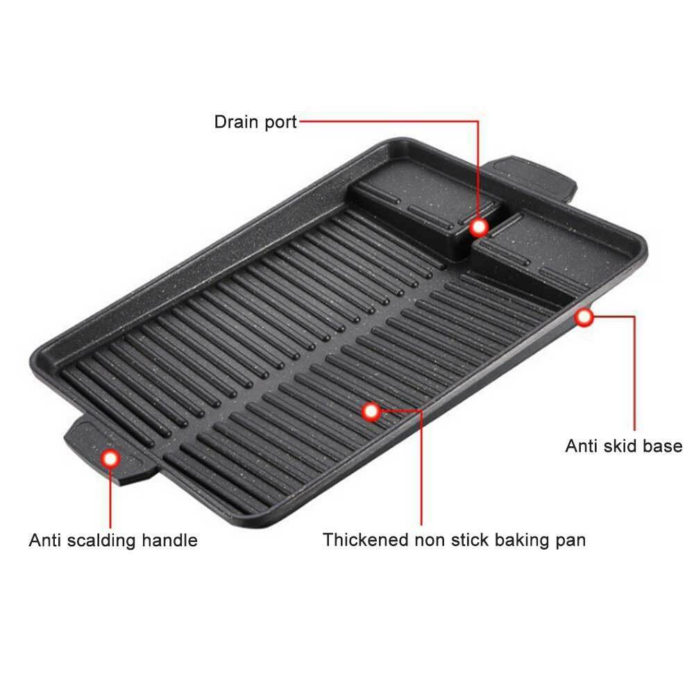 Korean BBQ Grill Pan Non-Stick Charcoal Grill Plate Butane Gas Stove Cooker LIN