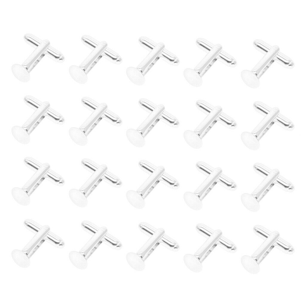 20 Pieces   DIY Cufflink Findings Cuff Link Blanks Backs Pads Base