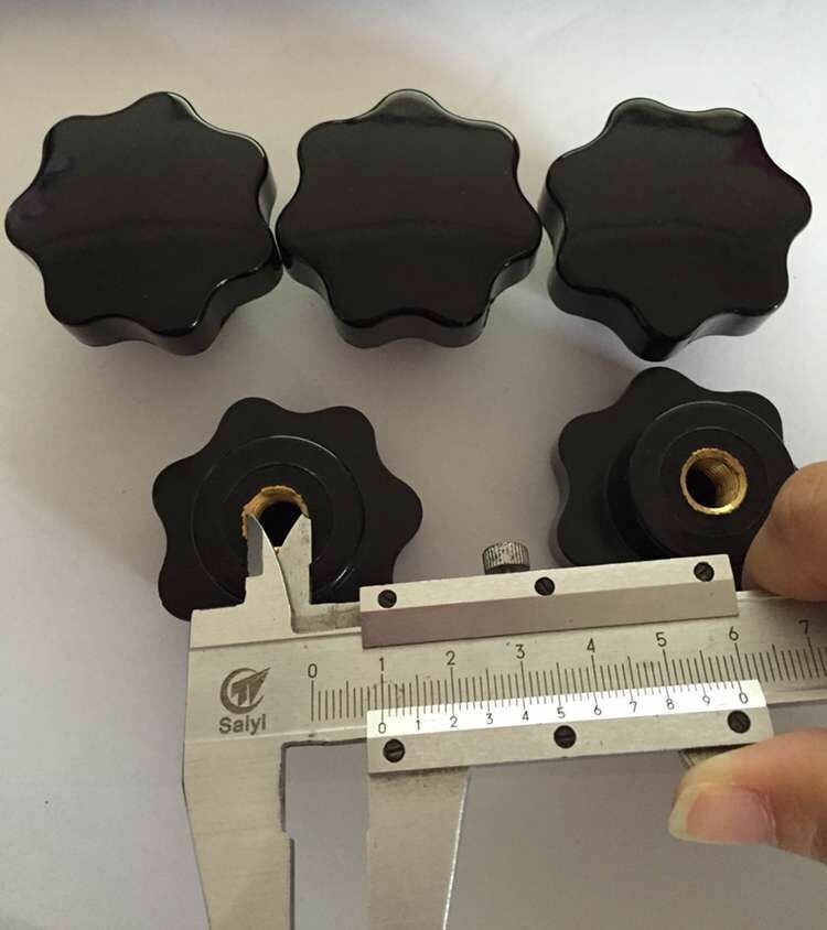 M10 50mm Dia Thread Head Clamping Seven Star Shape Knob Black 5PCS