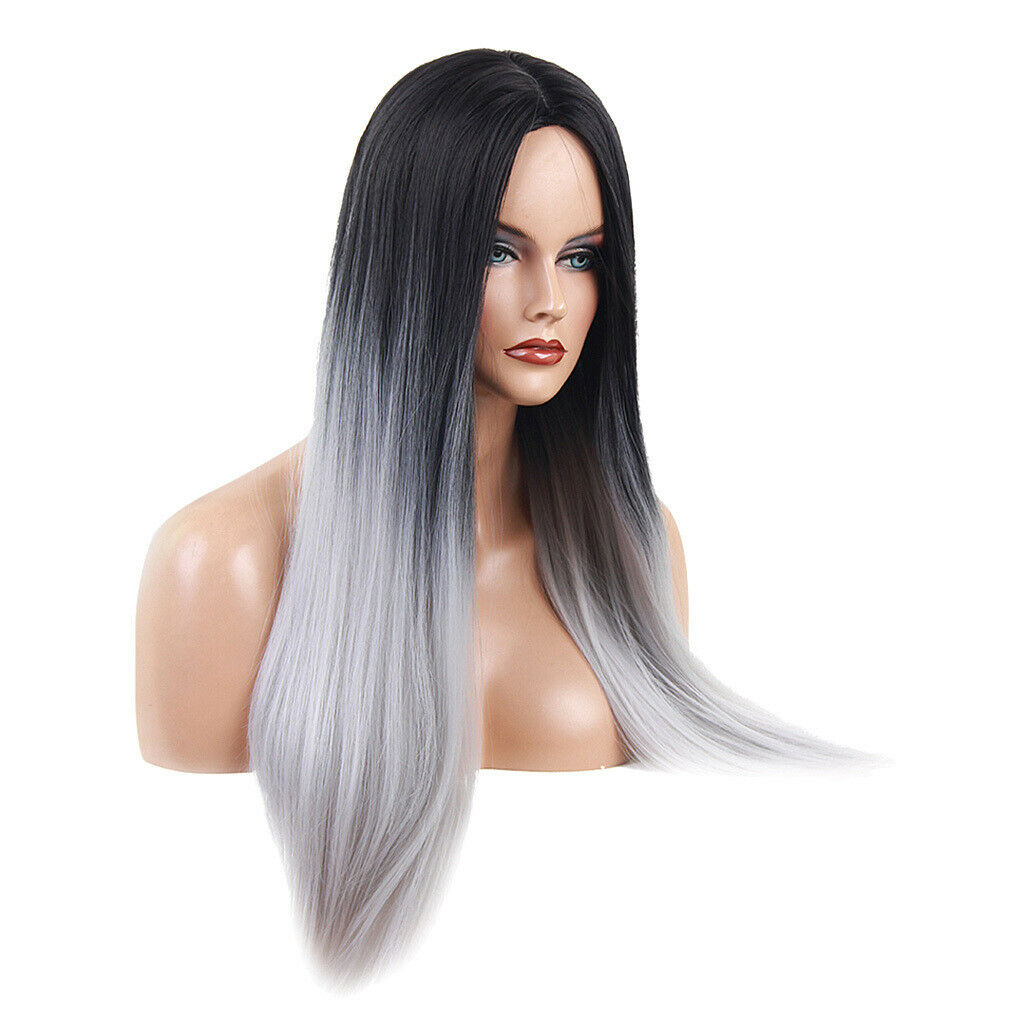 24 inch Natural Long Straight Wigs for Black Women Synthetic Middle Part Wig