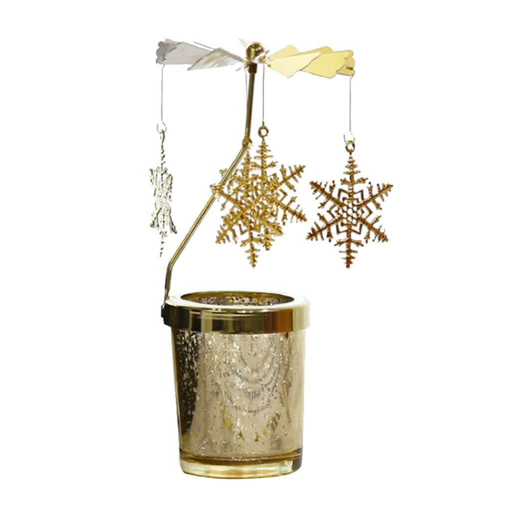 2pcs Rotatable Candle Holder Metal Tealight Candlestick Romantic Snowflake