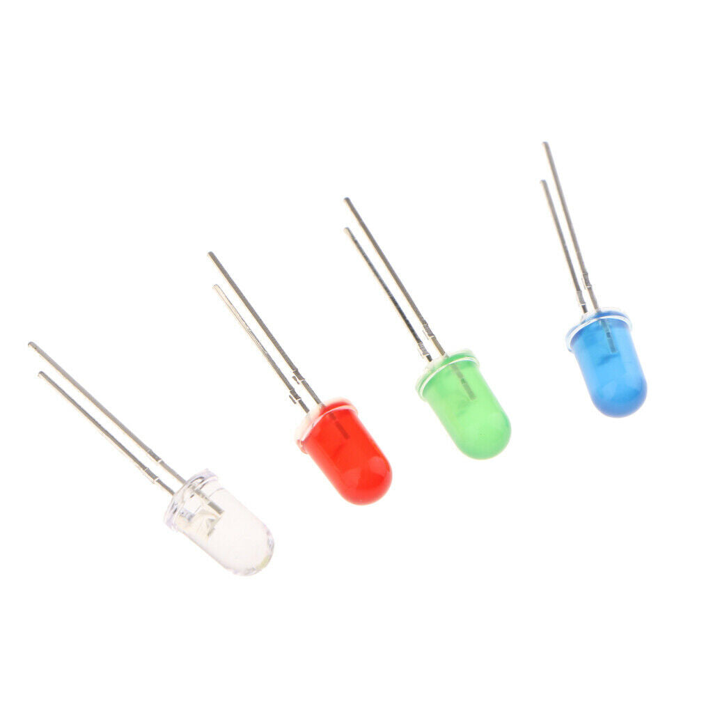 100pcs 5mm Red White Blue Green Diode LEDs Light Emitting Bulb Lamp Luminous
