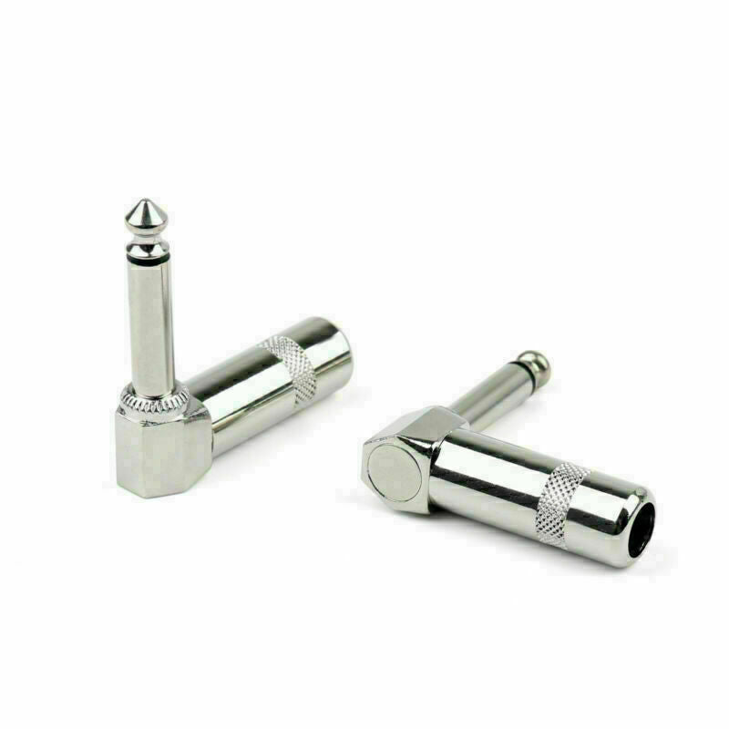 50 x Metal 1/4" Ts Right Angle Mono Phone Plug Connector 6.3mm Jack CA