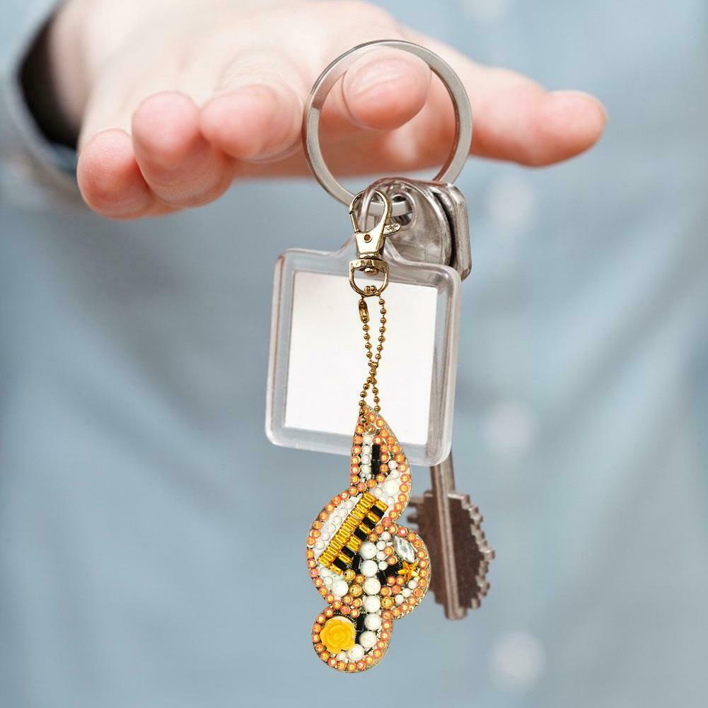 5pcs DIY Full Drill Diamond Paintng Special-shaped Musical Notes Key Chains @