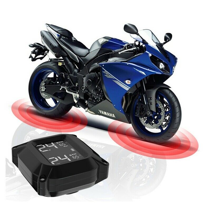 Wireless Motorcycle TPMS Tire Pressure Monitor Systems with 2 Sensors Waterproof