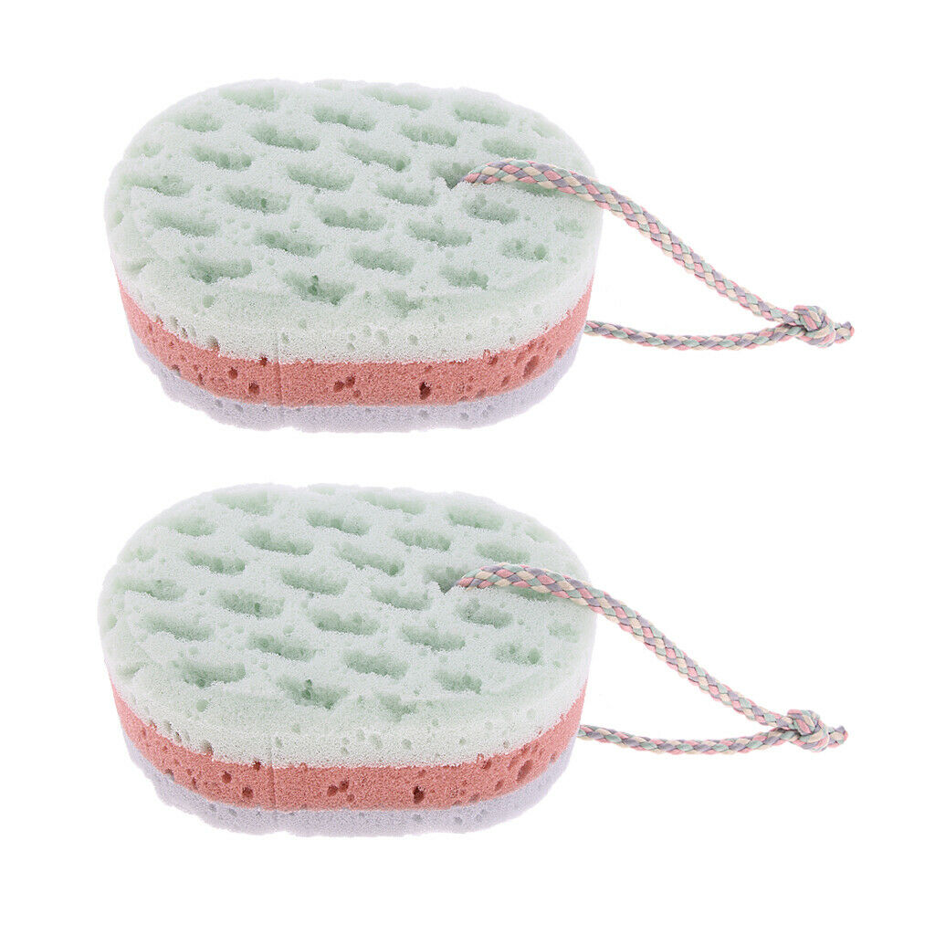 2Pcs Body Exfoliating Face Wash Bath Sponge Cleaning Scrubber Massage Puff Fit