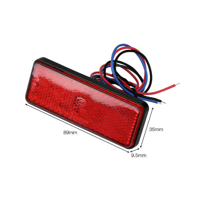 Universal Red Rectangle Truck Motorcycle RV LED Reflector Tail Brake Stop Light