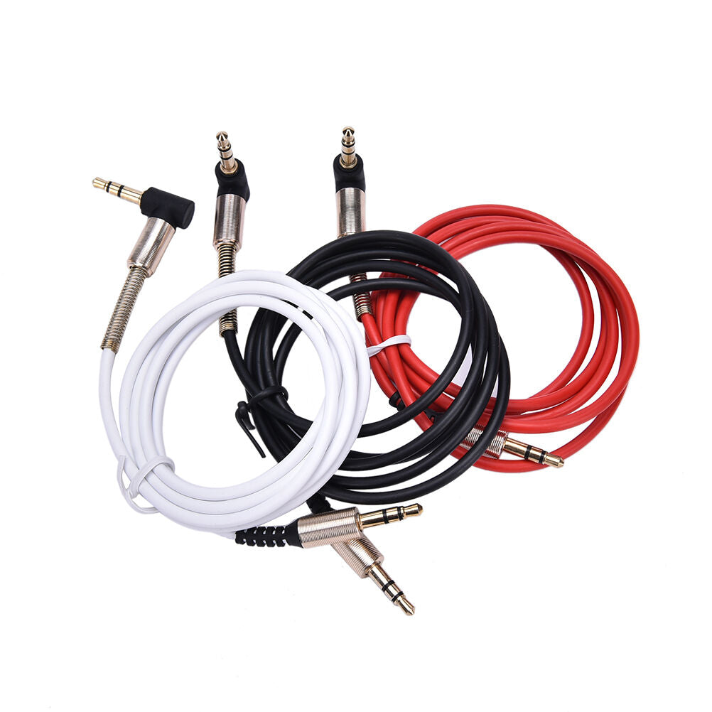 Right Angle Stereo 3.5mm Male to Male Audio AUX Earphone Extension Cable .l8