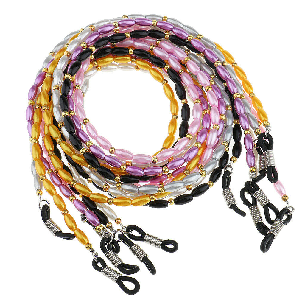 6pc Eye Glass Holder Chain Lanyard Necklace Beaded Glasses Holder Sunglasses