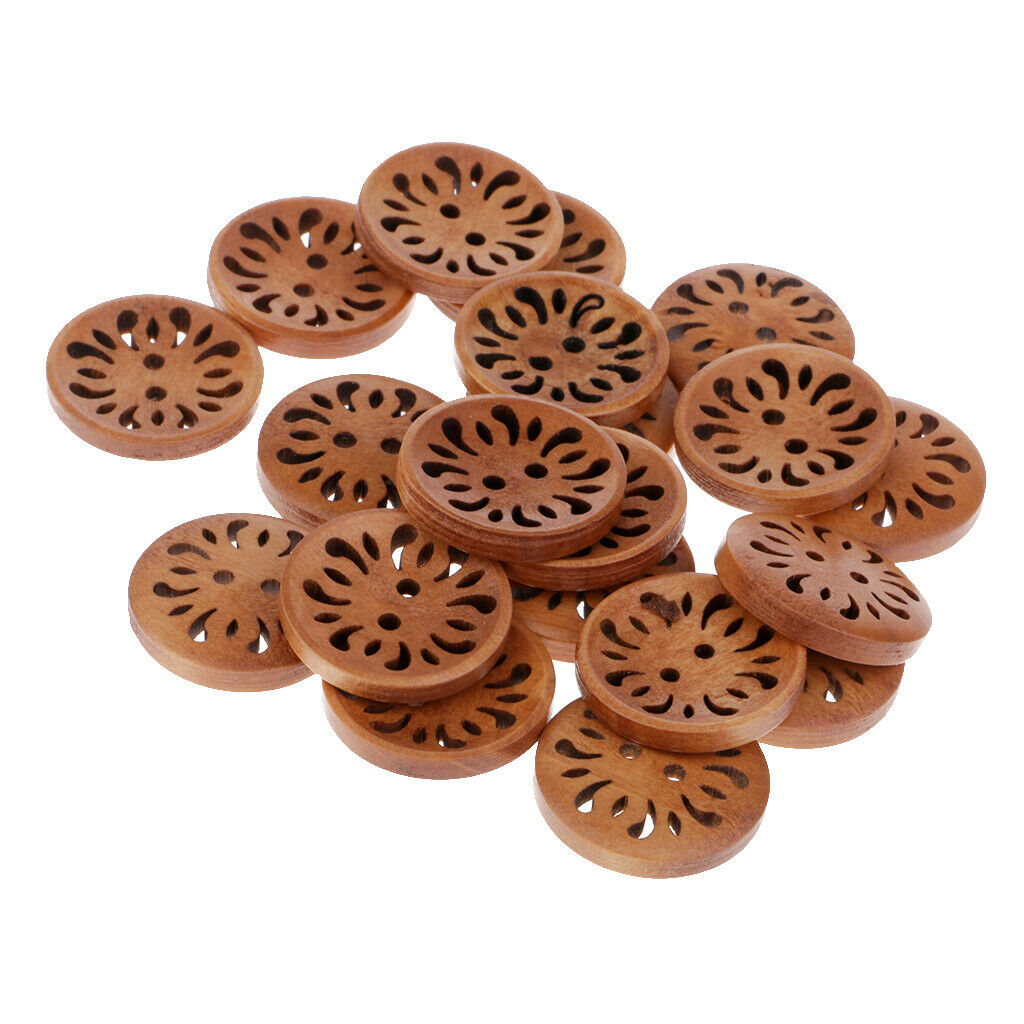 20/set Wooden Flower Shape Buttons 2 Holes 23mm DIY Sewing Buttons Crafts