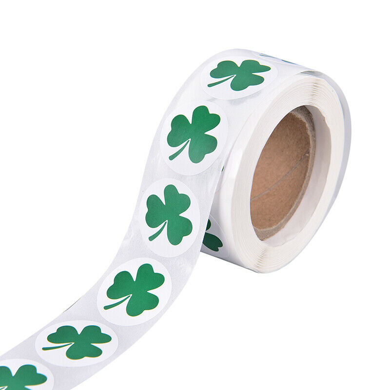 500pc Shamrock Stickers Clover Roll Stickers 1Inch Tags Adhesive Label  F.l8