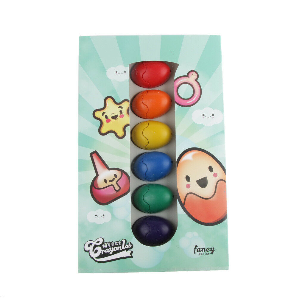 6 Colours/Set No-Toxic Wax   Children Colorful Painting Egg Shapes