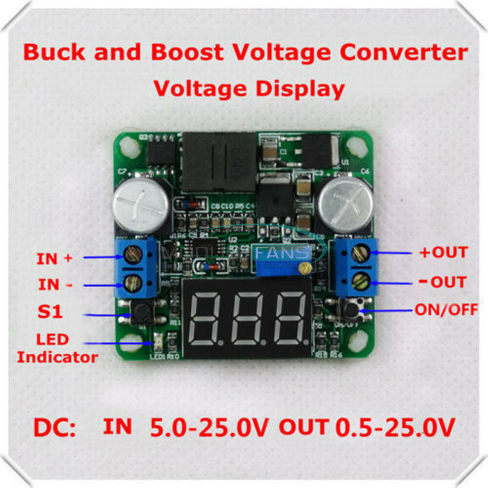 25W 2A DC 5-25V 12V to 0.5v-25V 24V Buck Boost converter Regulator+LED voltmeter