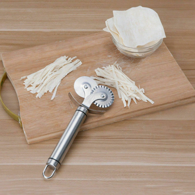 Stainless Steel Rustproof Ravioli Cutter Double Pastry Wheel Restaurant Knives