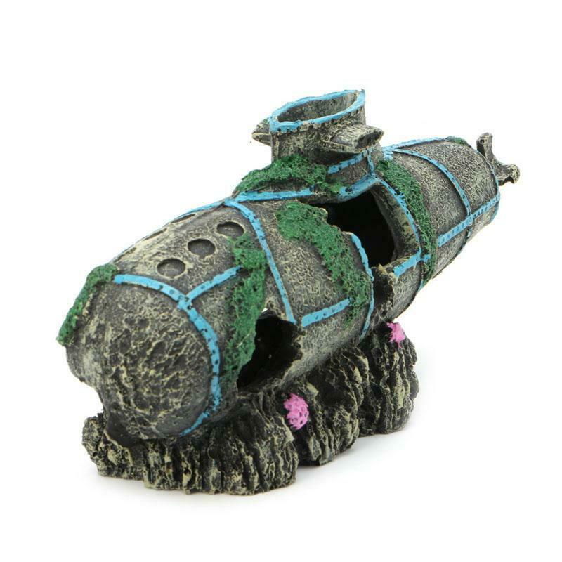 Aquarium Fish Tank Ornament Sunken Submarine Hiding Cave Landscaping Decoration