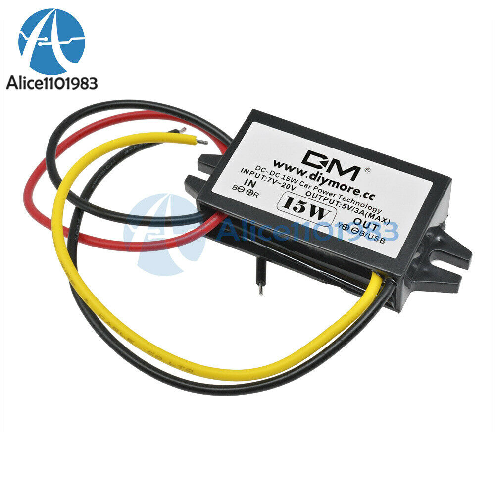 10PCS Car LED Display Power Supply 12V-5V 3A 15W DC-DC Power Converter