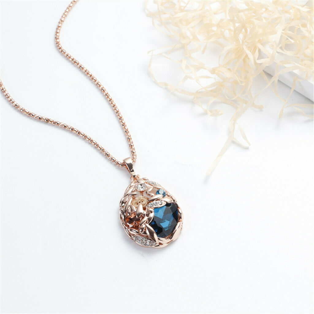 Rhinestone Waterdrop Oval Ball Pendant Necklace Fashion Jewelry Lady Girls