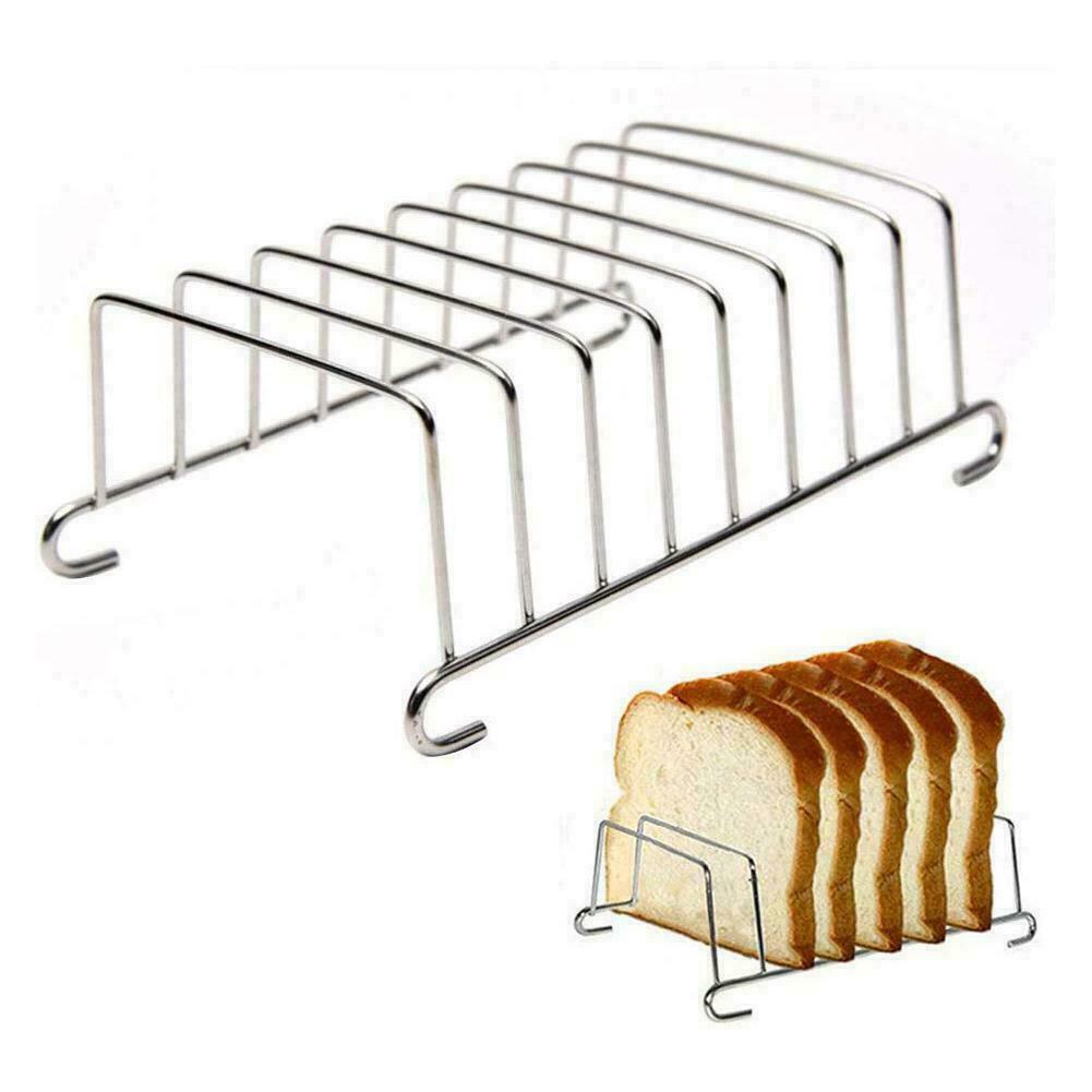 Plated 6 Slots Toast Bread Loaf Slice Serving Rack Holder Stand