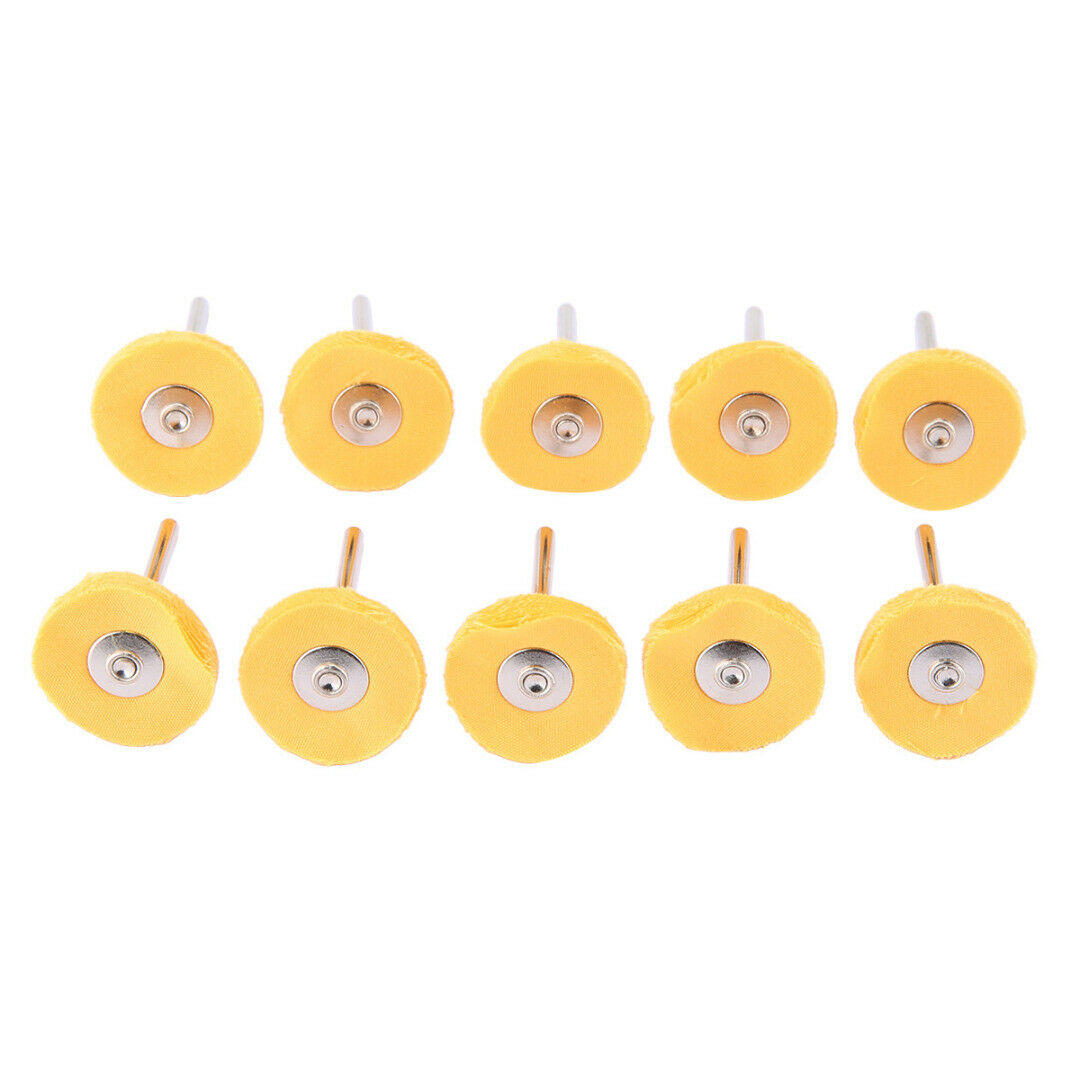 10 x 25mm Round Polishing Buffing Cloth Wheel Brush Rotary Pad Tool 3mm Shank